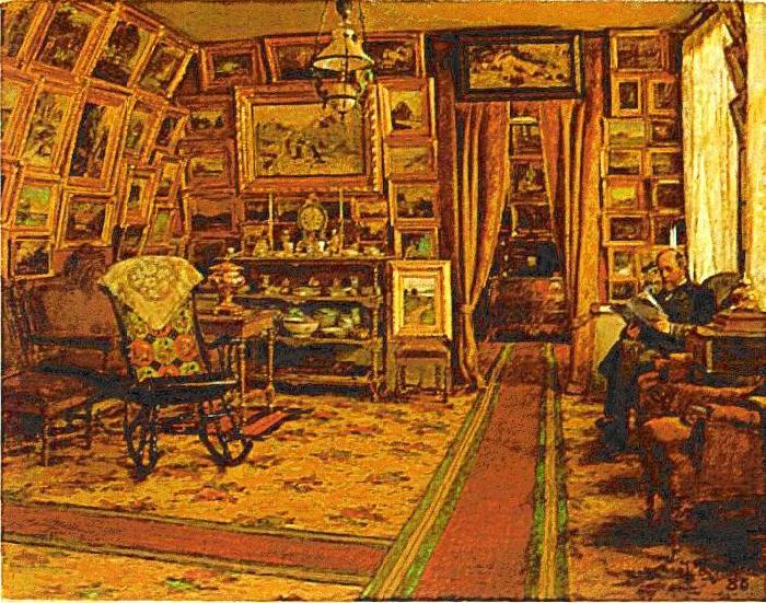 johan krouthen Stiftsbibliotekarie Segersteen i sitt hem Spain oil painting art